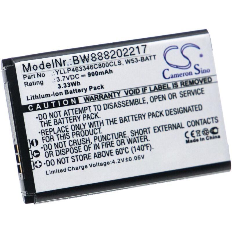 Vhbw - Akku Ersatz für Yealink W53-BATT, YLLP463346C800CLS für schnurlos Festnetz Telefon (900mAh, 3,7V, Li-Ion)