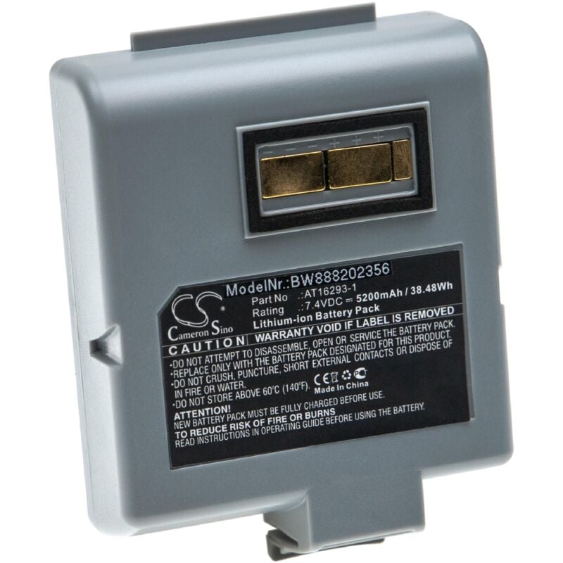 Vhbw - Akku Ersatz für Zebra AT16293-1 für Drucker Kopierer Scanner Etiketten-Drucker (5200mAh, 7,4V, Li-Ion)