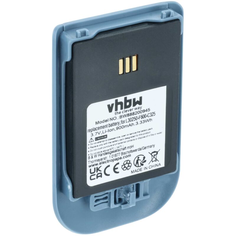 Vhbw - Akku kompatibel mit Siemens OpenStage WL3 schnurlos Festnetz Telefon (900 mAh, 3,7 v, Li-Ion) Blau Grau