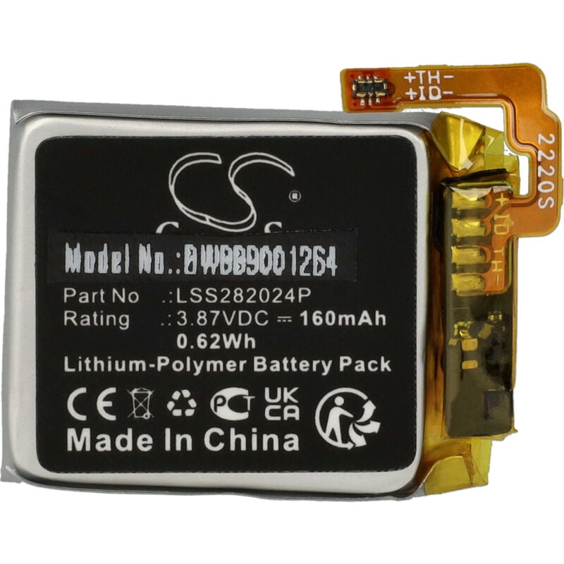 vhbw Akku Ersatz für Fitbit LSS282024P für Smartwatch Uhr Fitnessarmband (160 mAh, 3,87 V, Li-Polymer)