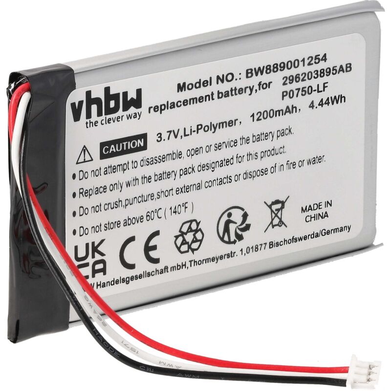 Vhbw - Akku Ersatz für Ingenico 296203895AB, P0750-LF für Kartenleser, nfc Smart Card Reader, Lesegerät (1200 mAh, 3,7 v, Li-Polymer)