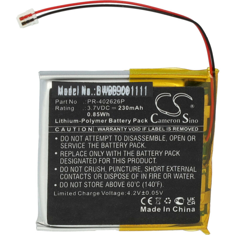 Vhbw - Akku Ersatz für Suunto PR-402626P für Smartwatch Uhr Fitnessarmband (230 mAh, 3,7 v, Li-Polymer)