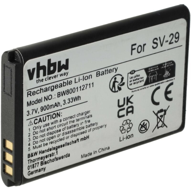 Vhbw - Akku Ersatz für Swissvoice C0487, 20405928, SV20405855, SV-29, 043048 für schnurlos Festnetz Telefon (900 mAh, 3,7 v, Li-Ion)