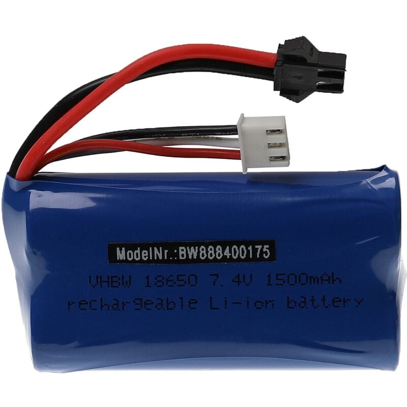 Vhbw - Akku für Modellbau z.B. Racing Car, Helikopter, Flugzeug (1500mAh, 7,4V, Li-Ion, 72 x 37 x 19 mm)
