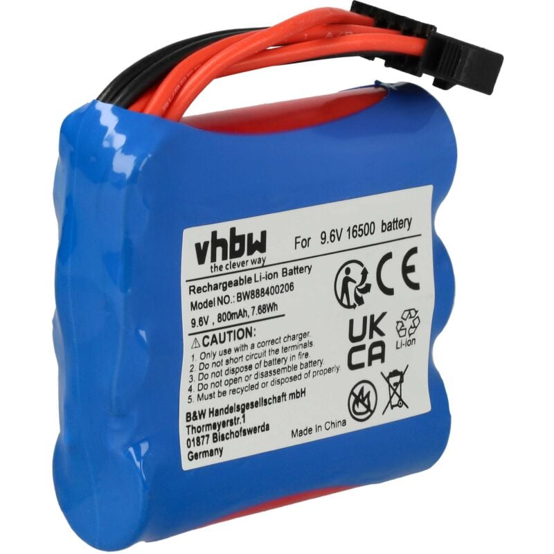 Vhbw - Akku für Modellbau z.B. Racing Car, Helikopter, Flugzeug (800mAh, 9,6V, Li-Ion, 54 x 48 x 16,5 mm, SM-6P)