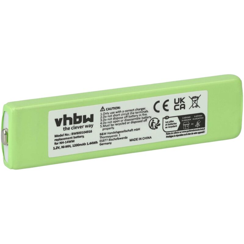 Vhbw - Akku kompatibel mit Aiwa AM-ST40, HS-PX587, HHF-AZ01T, HS-PX787, AM-NX1, AM-HX70 MP3-Player Musik Player (1200 mAh, 1,2 v, NiMH)