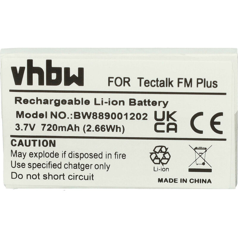 Vhbw - Akku kompatibel mit Albrecht Tectalk fm, fm Plus, fm+ Funkgeräte mit UKW-Radio (720 mAh, 3,7 v, Li-Ion)