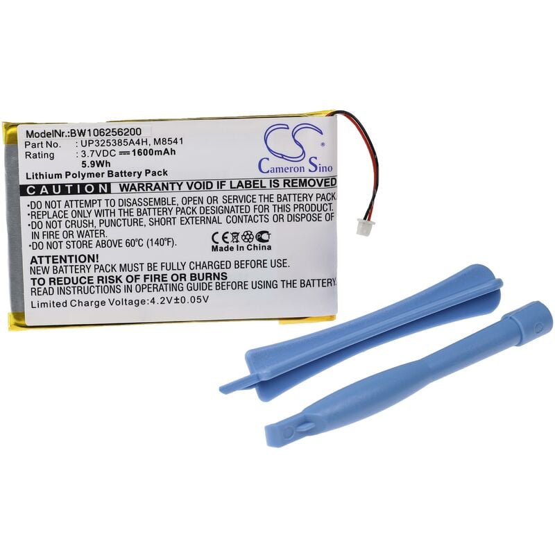 vhbw 1x Akku Ersatz für Apple P325385A4H, UP325385A4H für MP3-Player Musik Player (1600 mAh, 3,7 V, Li-Polymer)