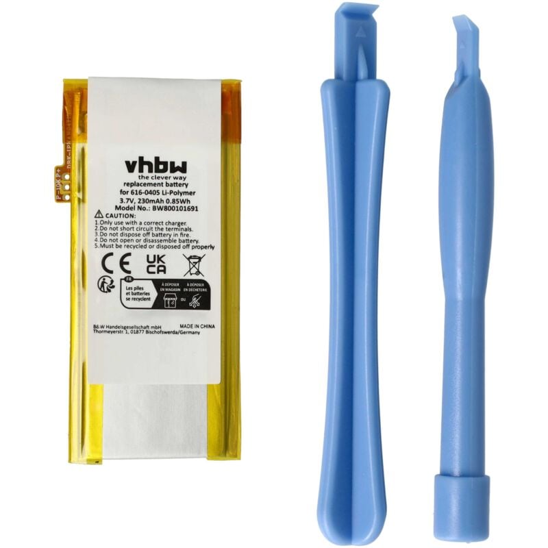 Vhbw - 1x Akku kompatibel mit Apple iPod Nano 4G 16G, 4th 4GB, 4th 8GB, 4G A1285 MP3-Player Musik Player (230 mAh, 3,7 v, Li-Polymer)