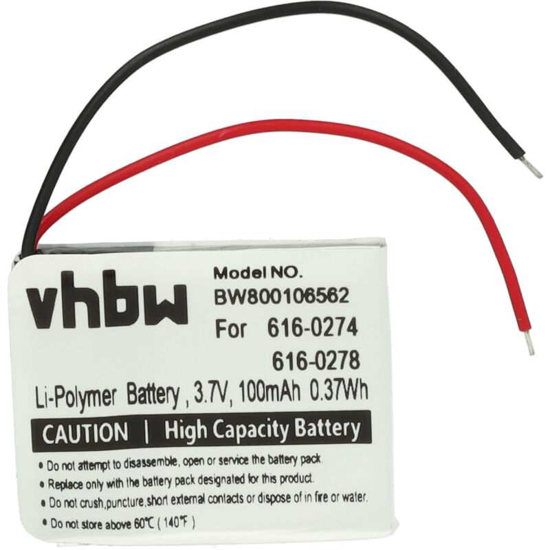 Vhbw - Akku kompatibel mit Apple IPod Shuffle G2 1GB, G3 MP3-Player Musik Player (100 mAh, 3,7 v, Li-Ion)