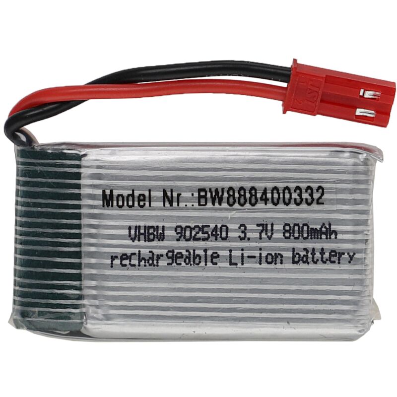 Vhbw - Akku kompatibel mit bec Stecker für Modellbau z.B. Racing Car, Helikopter, Flugzeug (800mAh, 3,7V, Li-Polymer, 45 x 25 x 10 mm)