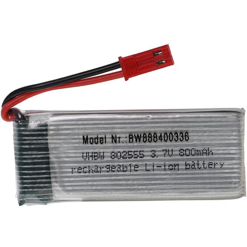 vhbw Akku kompatibel mit BEC Stecker für Modellbau z.B. Racing Car, Helikopter, Flugzeug (800mAh, 3,7V, Li-Polymer, 58 x 25 x 8 mm)
