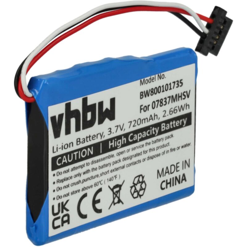 Vhbw - 1x Akku kompatibel mit Becker Transit 50, 50 lmu gps Navigation Navi (720 mAh, 3,7 v, Li-Ion)