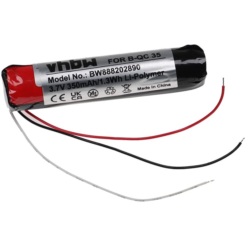 vhbw Akku kompatibel mit Bose QC35, QC35 II, QC 45 Wireless Headset Kopfhörer (350 mAh, 3,7 V, Li-Polymer)