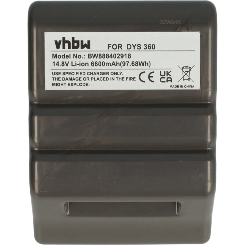Vhbw - Akku kompatibel mit Dyson 360, 360 Eye (RB01), 360 Eye Robot, 360 Heurist (RB02) Saugroboter Dunkelgrau (6600 mAh, 14,8 v, Li-Ion)