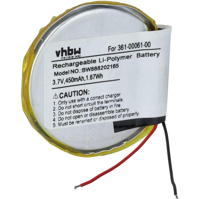 Vhbw - Akku kompatibel mit Garmin Tactix Charlie, Tactix Delta Smartwatch Uhr Fitnessarmband (450 mAh, 3,7 v, Li-Ion)