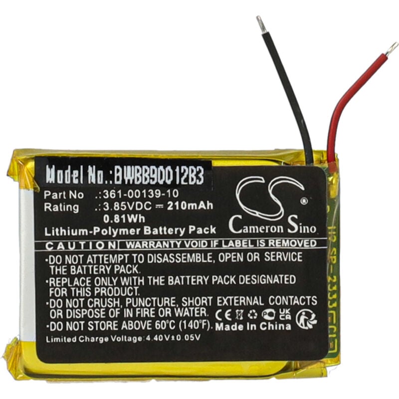 Vhbw - Akku kompatibel mit Garmin Venu 2 Smartwatch Uhr Fitnessarmband (210mAh, 3,85V, Li-Polymer)