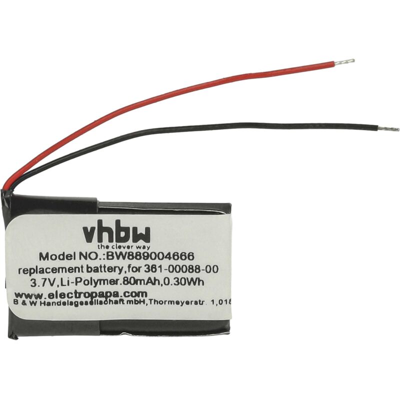 Vhbw - Akku kompatibel mit Garmin Vivosmart hr+, hr Smartwatch Uhr Fitnessarmband (80 mAh, 3,7 v, Li-Polymer)