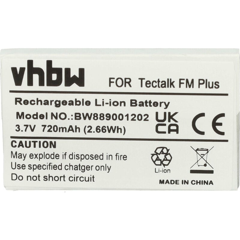 Vhbw - Akku kompatibel mit Intek T60 Funkgeräte mit UKW-Radio (720 mAh, 3,7 v, Li-Ion)
