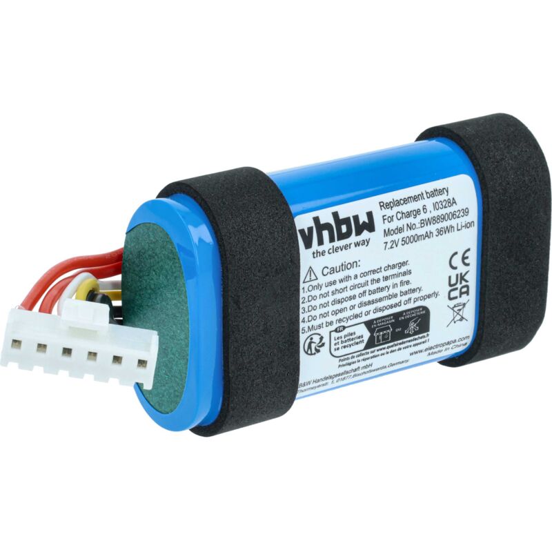 Vhbw - Akku kompatibel mit jbl Charge 6 Lautsprecher Boxen Speaker (5000 mAh, 7,2 v, Li-Ion)
