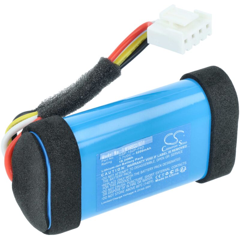 vhbw Akku kompatibel mit JBL FLIP 6, FLIP6BLUAM, FLIP6REDAM Lautsprecher Boxen Speaker (5200 mAh, 3,7 V, Li-Ion)