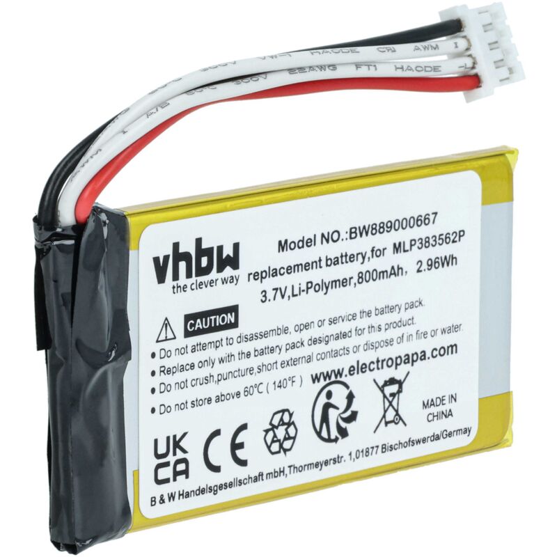 Vhbw - Akku kompatibel mit jbl Go 3 Lautsprecher Boxen Speaker (800 mAh, 3,8 v, Li-Polymer)