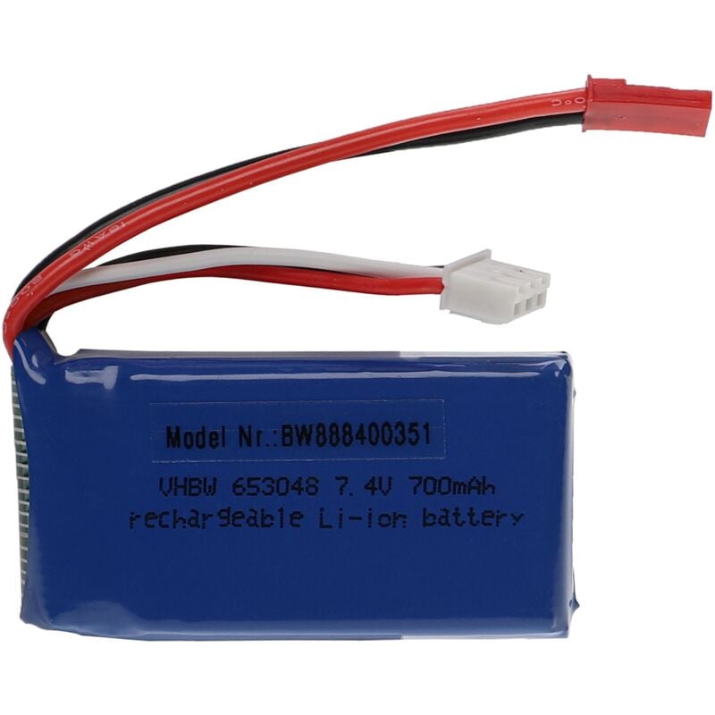 Vhbw - Akku kompatibel mit bec Stecker für Modellbau z.B. Racing Car, Helikopter, Flugzeug (700mAh, 7,4V, Li-Polymer, 55 x 31 x 13 mm)