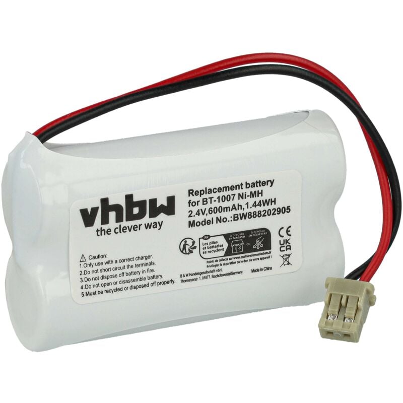 Vhbw - Akku kompatibel mit Memorex MPH-6925 schnurlos Festnetz Telefon (600mAh, 2,4V, NiMH)