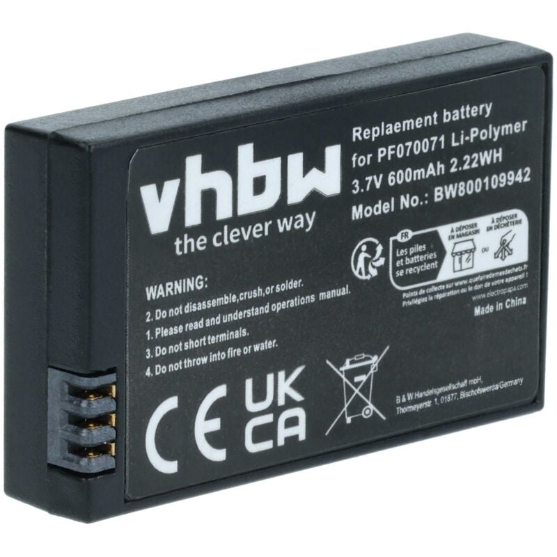 vhbw Akku kompatibel mit Parrot Minidrones Rolling Spider Drohne Multicopter Quadrocopter (600mAh, 3,7V, Li-Polymer)