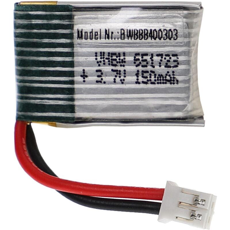 Vhbw - Akku kompatibel mit ph 2.0 2P Stecker für Modellbau z.B. Racing Car, Helikopter, Flugzeug (150mAh, 3,7V, Li-Polymer, 18 x 16 x 8 mm)