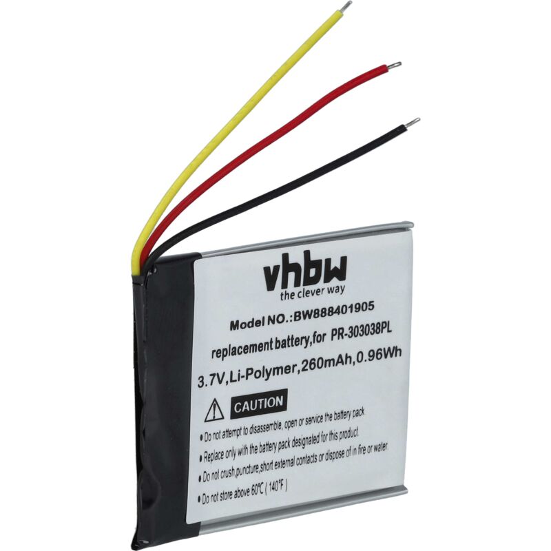 Vhbw - Akku kompatibel mit SanDisk SDMX18R-004GI-A57, SDMX18R-004GK-A57 MP3-Player Musik Player (260mAh, 3,7V, Li-Polymer)