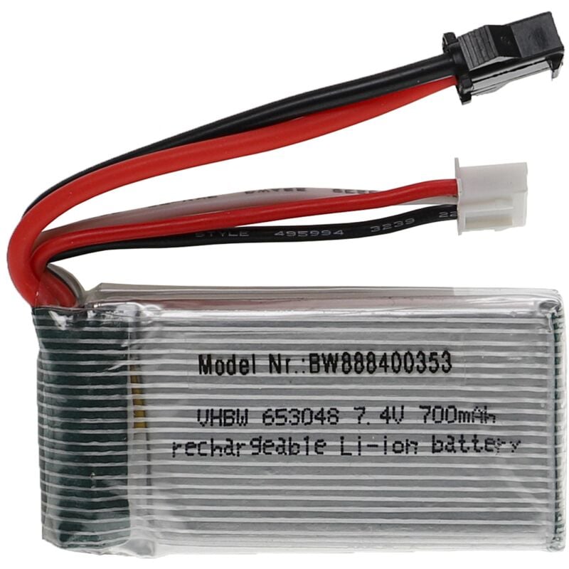 Vhbw - Akku kompatibel mit SM-2P Stecker für Modellbau z.B. Racing Car, Helikopter, Flugzeug (700mAh, 7,4V, Li-Polymer, 53 x 30 x 15 mm)