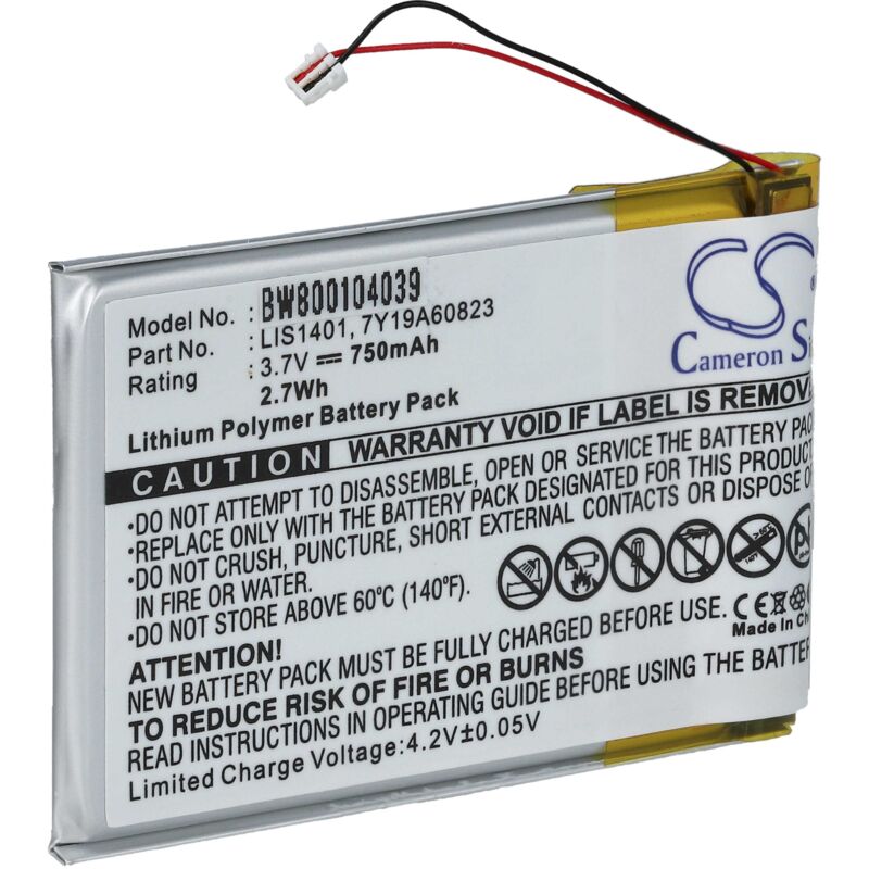 vhbw Akku Ersatz für Sony 1-756-763-11, 7Y19A60823, LIS1401 für MP3-Player Musik Player (750 mAh, 3,7 V, Li-Polymer)