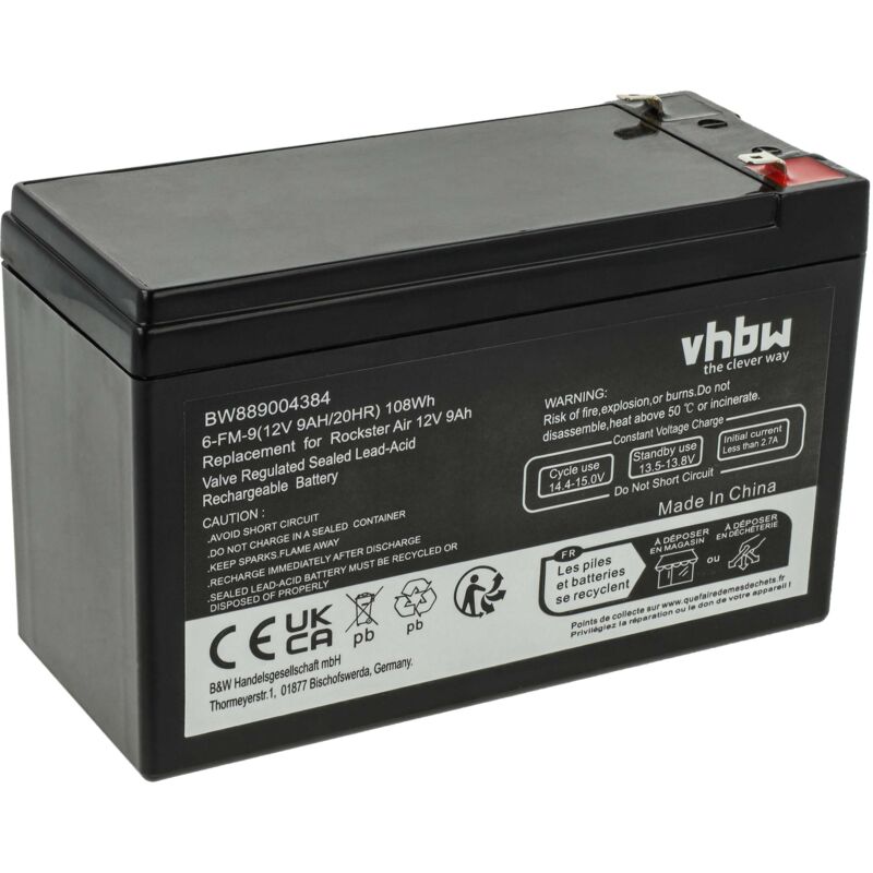Vhbw - Akku kompatibel mit Teufel HR9-12 csb, b.b. Battery, Rockster Air, HR1234WF2 usv (9000 mAh, 12 v, agm)