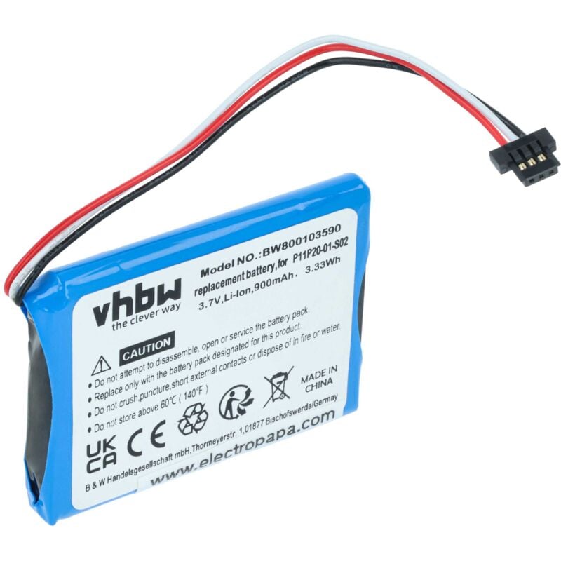 Vhbw - Akku kompatibel mit TomTom xxl 550M, 550T, 540T, 540TM, 550, 550TM, 540, 540S, 540M gps Navigation Navi (900 mAh, 3,7 v, Li-Ion)