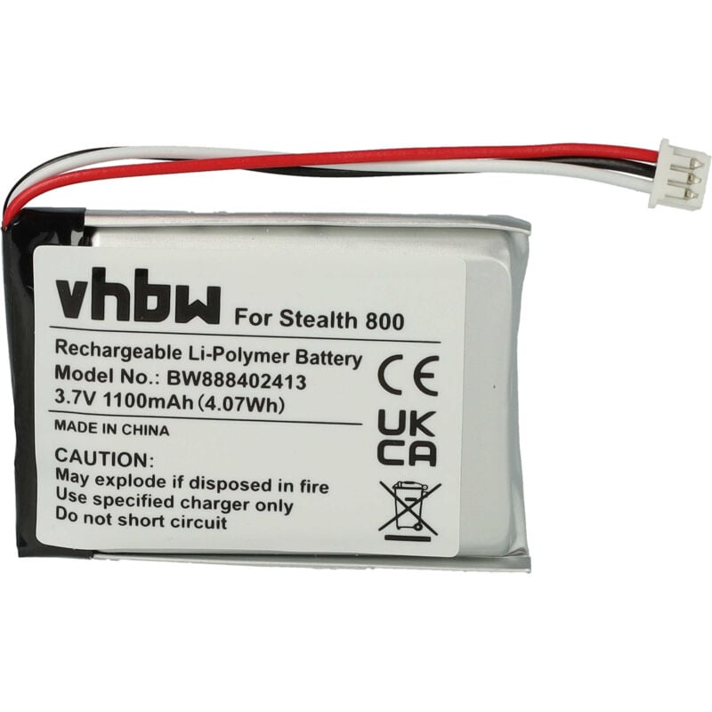 Vhbw - Akku kompatibel mit Turtle Beach Elite 800X Gen 2, 800, 800P Wireless Headset Kopfhörer (1100mAh, 3,7V, Li-Polymer)