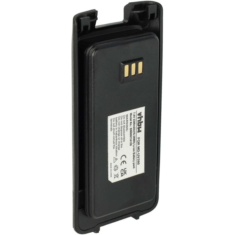 Vhbw - Akku kompatibel mit tyt MD-UV390 Funkgerät, Walkie Talkie (2200 mAh, 7,4 v, Li-Ion)
