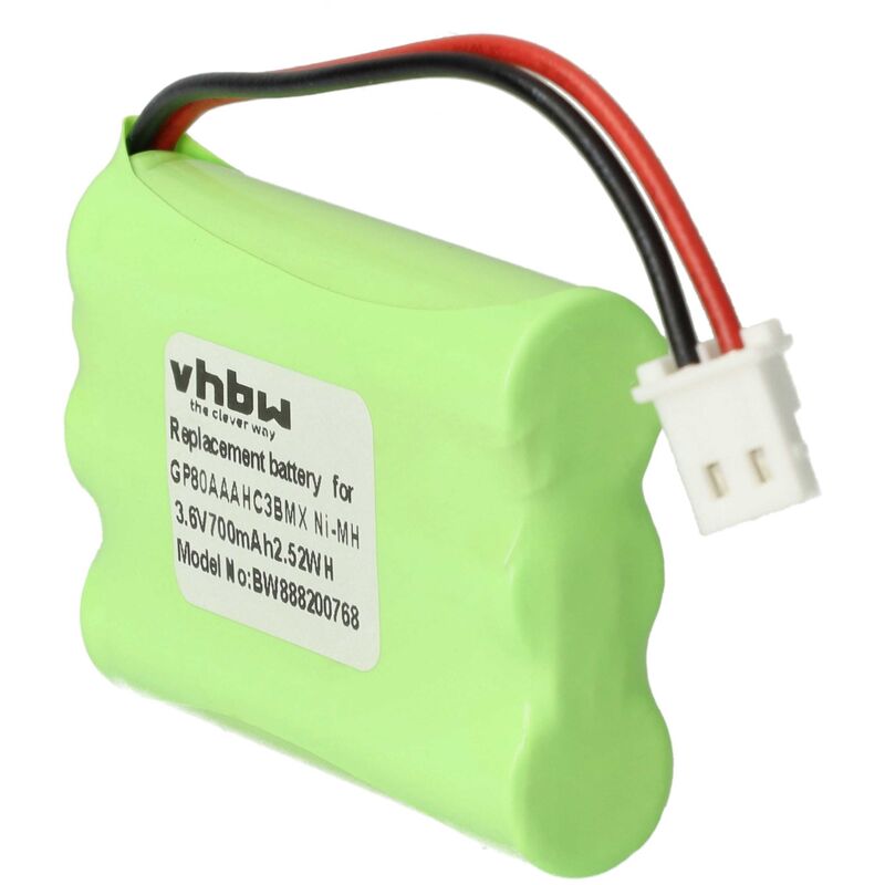 Vhbw - Akku kompatibel mit V-Tech VM3252, VM3254, VM3255, VM3261, MBP33S, VM312, VM3251 Babyphone Babytalker (700 mAh, 3,6 v, NiMH)