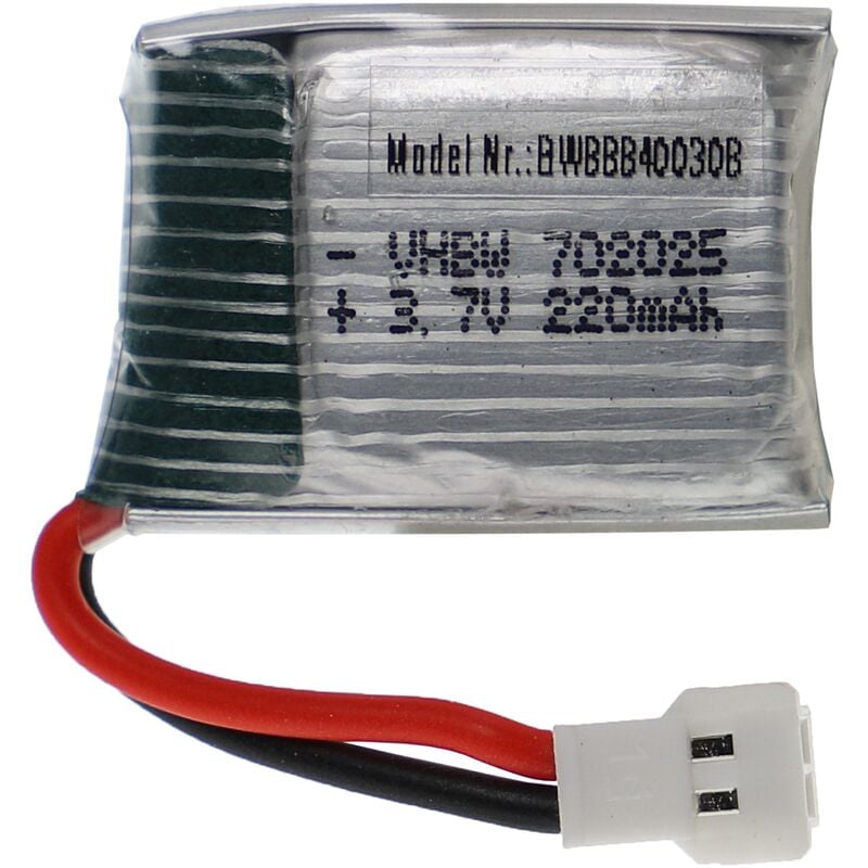 Vhbw - Akku kompatibel mit xh 2.54 2P Stecker für Modellbau z.B. Racing Car, Helikopter, Flugzeug (220mAh, 3,7V, Li-Polymer, 29 x 20 x 8 mm)
