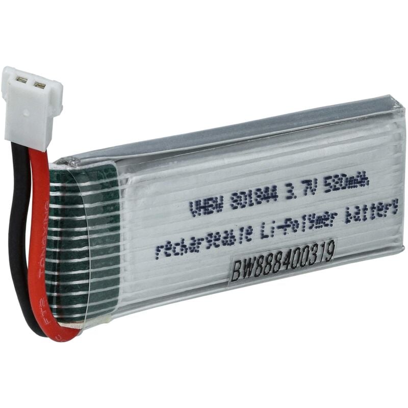 Vhbw - Akku kompatibel mit xh 2.54 2P Stecker für Modellbau z.B. Racing Car, Helikopter, Flugzeug (520mAh, 3,7V, Li-Polymer, 46 x 18 x 8 mm)