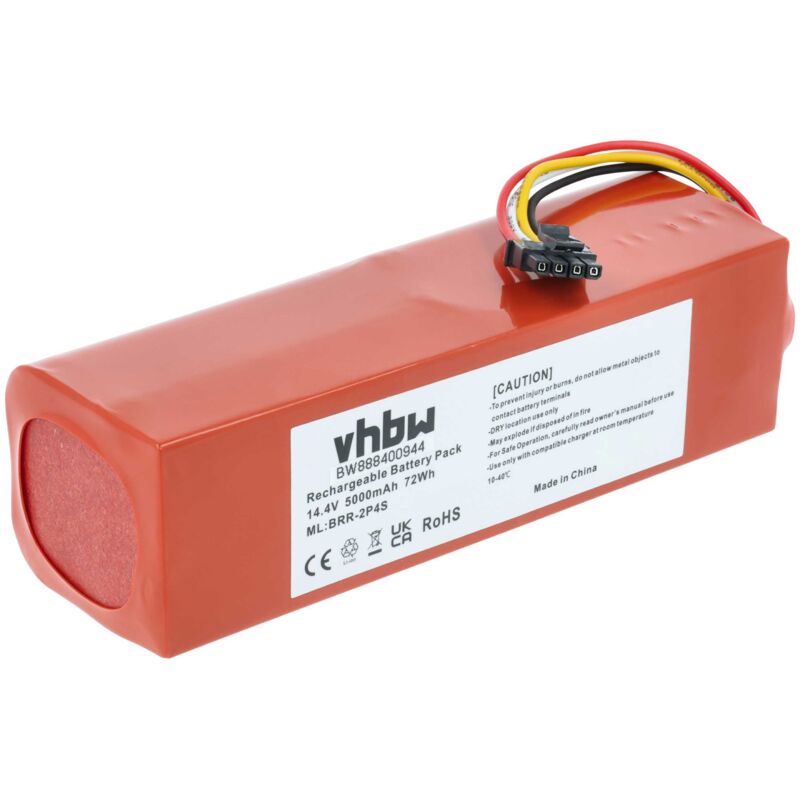 Akku kompatibel mit Xiaomi Mijia roborock S50, roborock S51 Saugroboter (5000 mAh, 14,4 v, Li-Ion) - Vhbw