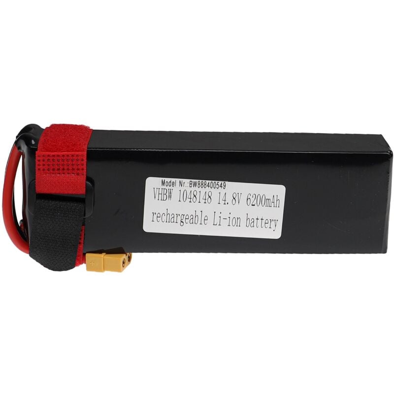Akku kompatibel mit XT60 Stecker für Modellbau z.B. Racing Car, Helikopter, Flugzeug (6200mAh, 14,8V, Li-Polymer) - Vhbw