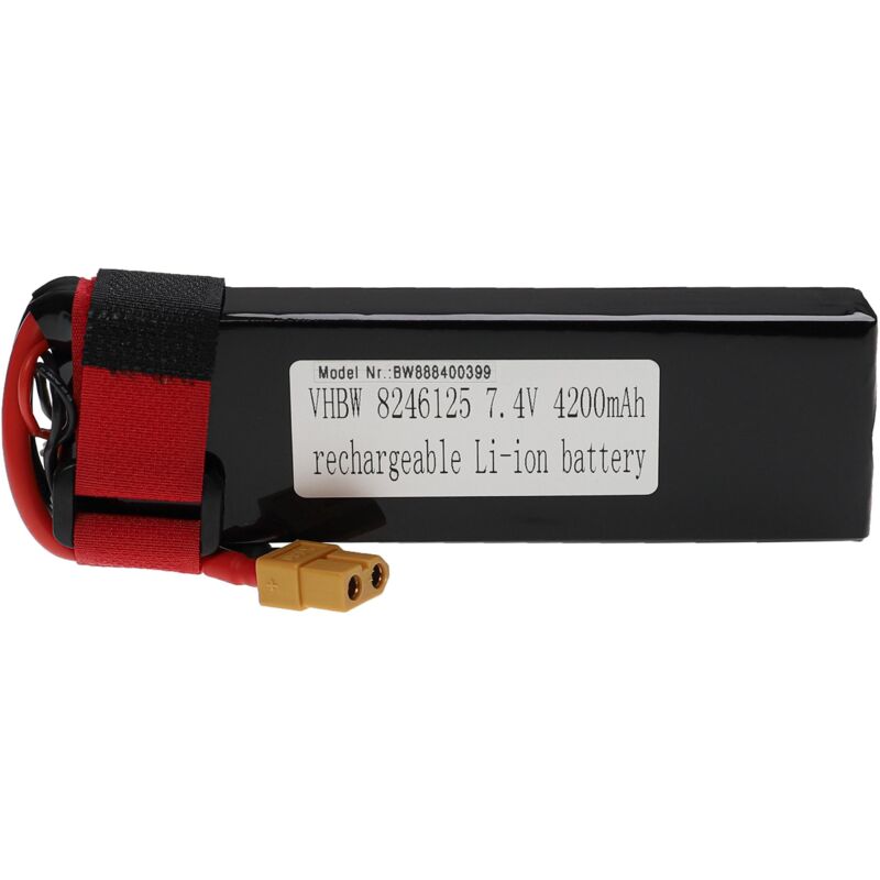 Vhbw - Akku kompatibel mit XT60 Stecker für Modellbau z.B. Racing Car, Helikopter, Flugzeug (4200mAh, 7,4V, Li-Polymer, 134 x 44,5 x 18 mm)