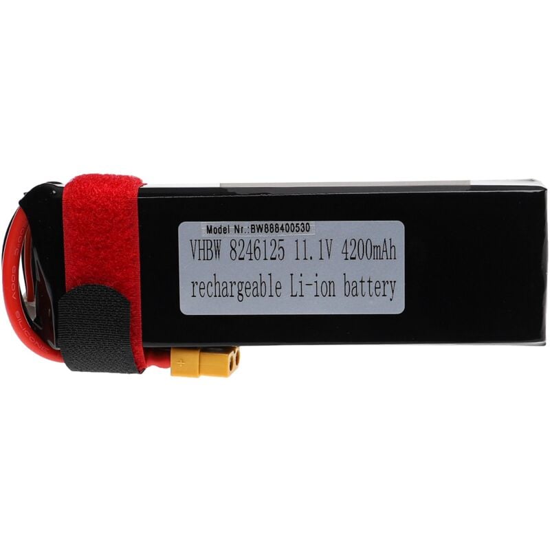Akku kompatibel mit XT60 Stecker für Modellbau z.B. Racing Car, Helikopter, Flugzeug (4200mAh, 11,1V, Li-Polymer, 134 x 44,5 x 26,5 mm) - Vhbw