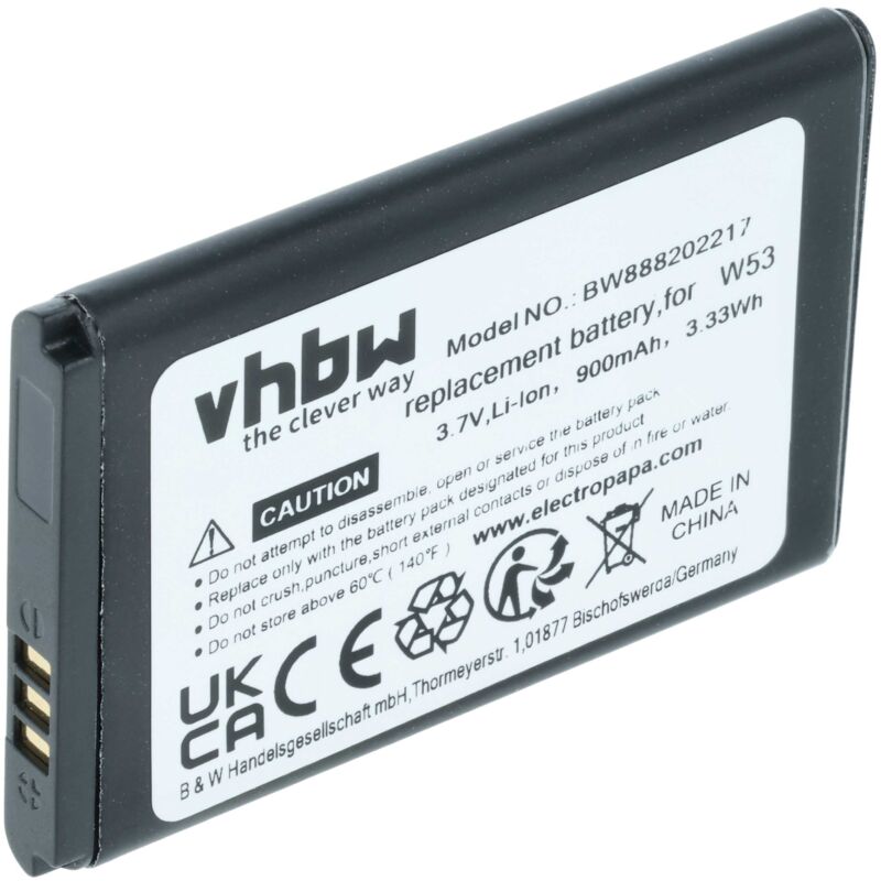 Vhbw - Akku kompatibel mit Yealink W53, W53P schnurlos Festnetz Telefon (900mAh, 3,7V, Li-Ion)