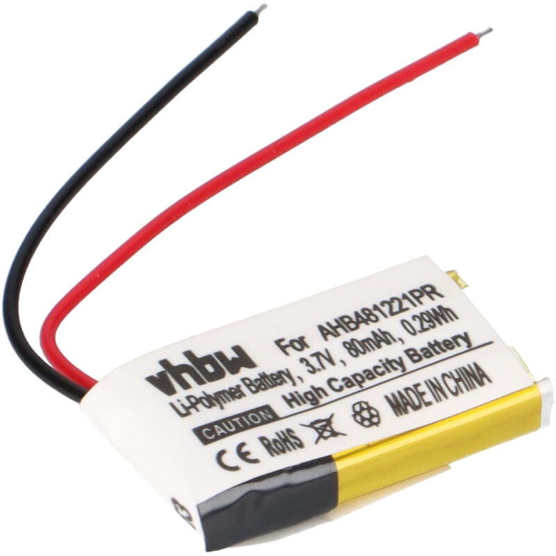 vhbw Akku kompatibel mit Bose Bluetooth Headset Series 2, BT1L, BT1R, BT2L Wireless Headset Kopfhörer (80mAh, 3,7V, Li-Polymer)