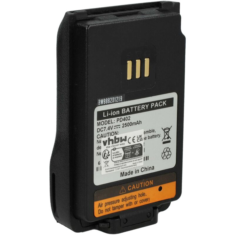 Vhbw - Akku kompatibel mit Hytera PD500 UL913, PD415, PD502, PD4-Serie, PD405, PD402, PD412 Funkgerät, Walkie Talkie (2500 mAh, 7,2 v, Li-Ion)