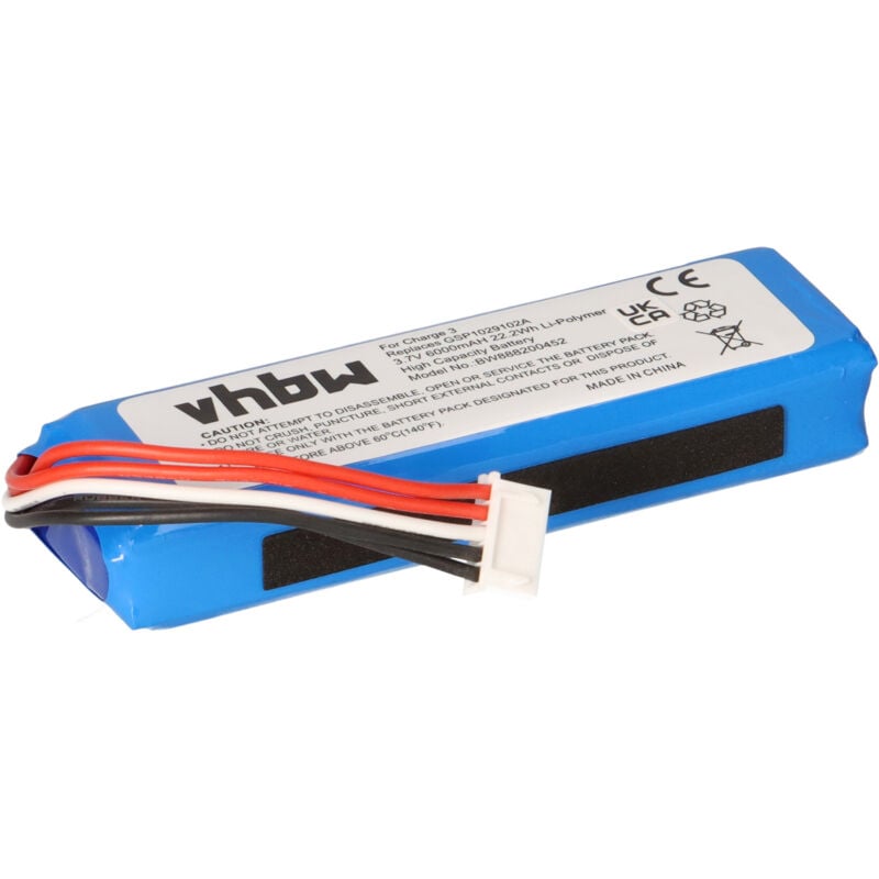 Vhbw - Akku kompatibel mit jbl Charge 3, 3 Stealth Edition Lautsprecher Boxen Speaker (6000mAh, 3,7V, Li-Polymer)