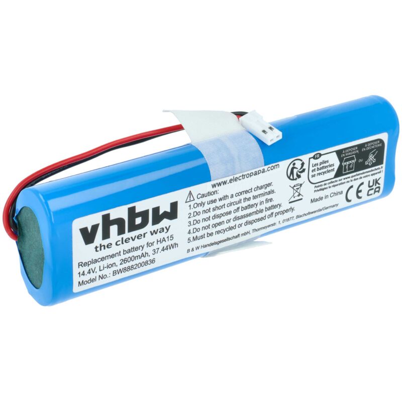 Akku kompatibel mit Medion MD18500, MD18501, MD18600 Staubsauger Home Cleaner Heimroboter (2600mAh, 14,4V, Li-Ion) - Vhbw