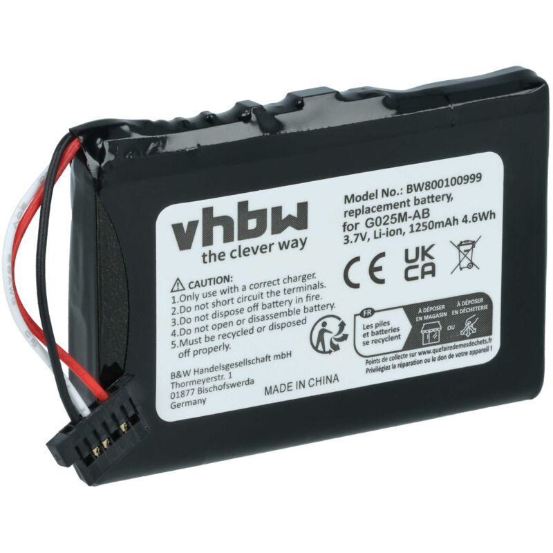 Vhbw - 1x Akku kompatibel mit Mitac Mio 138, 268, 268 Plus, 269, 269 Plus, C710, C510, C510e, C310, C310x gps Navigation Navi (1200 mAh, 3,7 v,